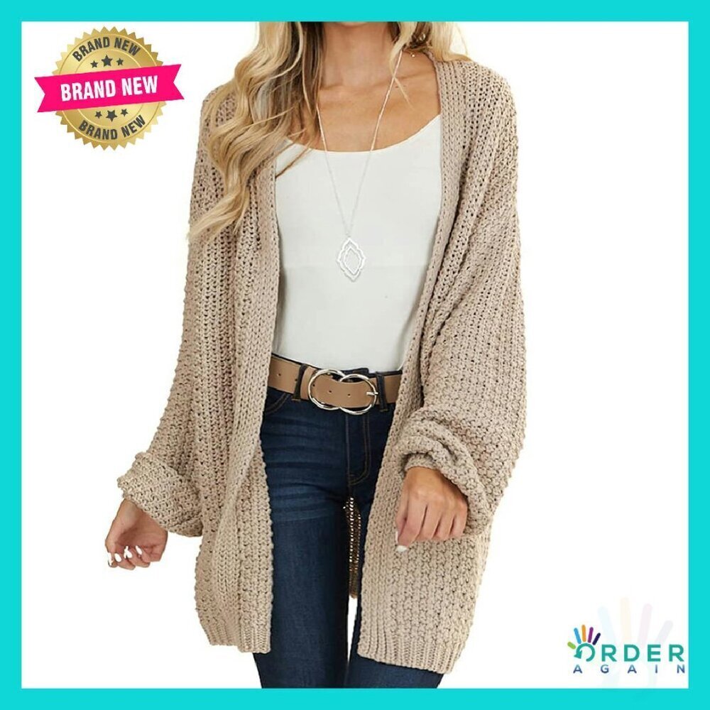 Oversized Chunky Knit Cardigan Open Front Batwing Sleeve Y2K Chic Minimal